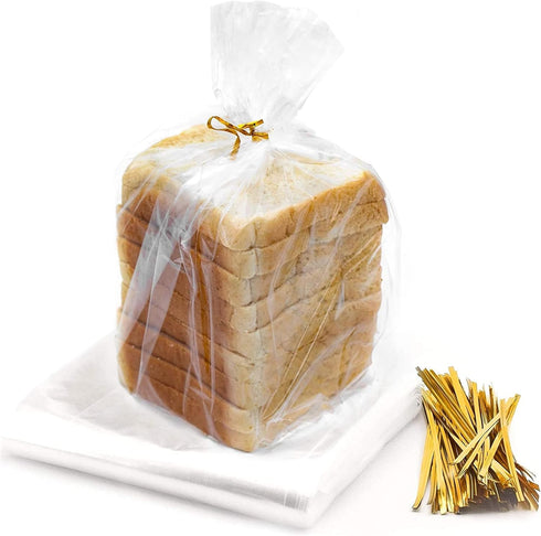 Reusable Plastic Bread Bags for Homemade Bread - 50 Pack Clear Bread Bag with Ties For An Airtight Moisture-free Preservation and Storage- Bread L...
