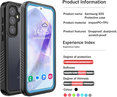 ANTSHARE Samsung Galaxy A55 5G Case Waterproof, Galaxy A55 5G Phone Case with Built-in Screen Protector - Shockproof Dustproof Rugged Full Body Pr...