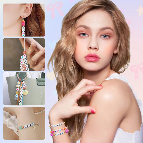 Amaney 1600pcs Acrylic Alpabet Letter Beads,31 Styles,Heart,Number,Star and Smiley Beads,4x7mm for Jewelry Making Bracelets Necklaces Key Chains...