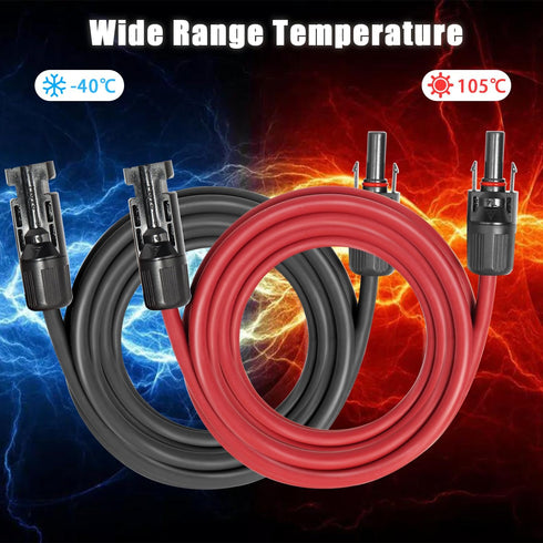 10 AWG Solar Extension Cable 8FT Black + 8FT Red, Ultra Solar Panel Wire Male to Female Tinned Copper Wire for Solar Panel, Automotive, RV, Boat, ...