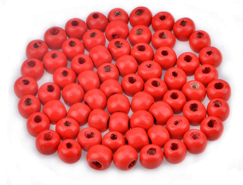 AD Beads Wood Spacer Loose Wooden Craft Beads Big Hole Beads Assorted for Necklace Bracelet Craft Making Decoration (8x10mm 200pcs, Red)...