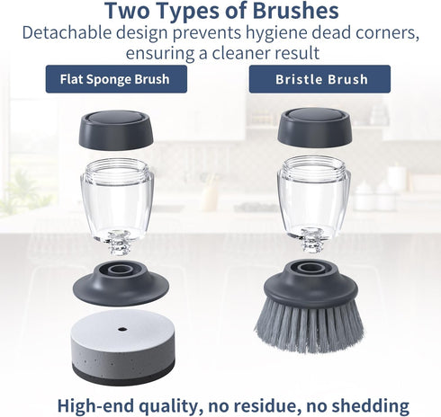 Dish brush with soap dispenser?Nylon Bristles Dish Brush and a Scrub Sponge Dish Brush,Kitchen Brush for Dish Pot Pan and Sink Cleaning?dish brush...