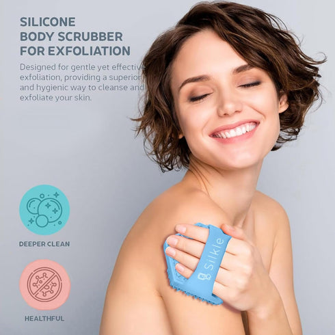 Silicone Body Scrubber - Exfoliating Bath Brush and Skin Cleanser - Shower Sponge for Gentle Body Scrub and Wash - Silicone Scrubbing Care Tool fo...