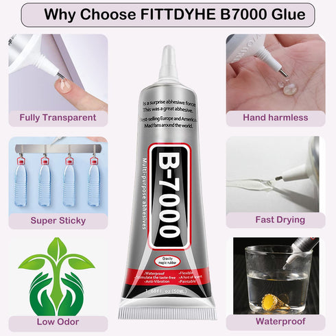 B7000 Jewelry Glue for Jewelry Making, FITTDYHE 2PCS 50ML/1.69 fl oz Clear Glue Rhinestone Clear Glue Fabric glue, Multipurpose Super Adhesive B-7...