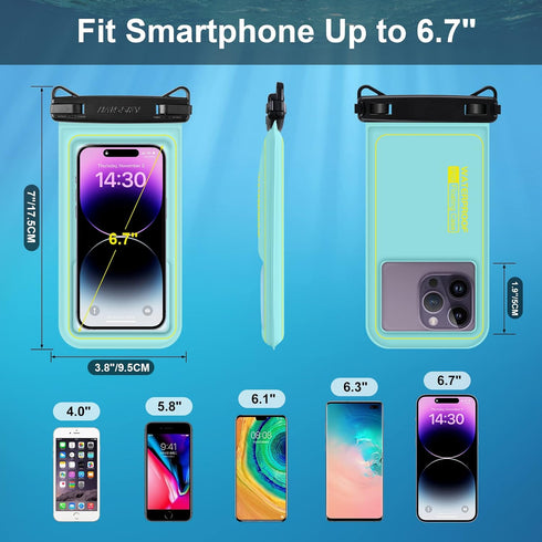 Floating Waterproof Phone Pouch, Float Water Proof Cell Phone Dry Bag Adjustable Lanyard, IP68 Waterproof Phone Case for iPhone 15 14 13 Pro Max S...