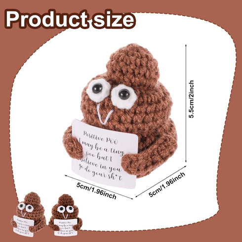 Positive Poo, 3 Inch Cute Crochet Doll Knitted Wool Doll with Positive Cards Funny Positive Doll for Friends Party Decoration Encouragement...