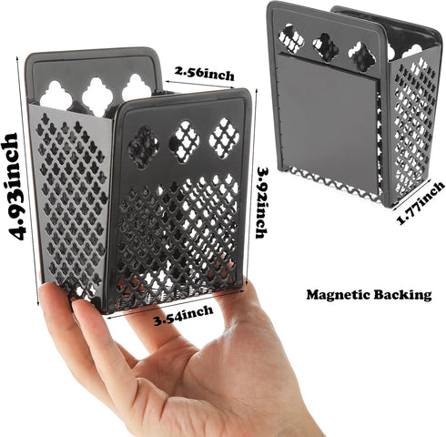 Magnetic Pen Holder, Mesh Metal Strong Magnet Dry Erase Marker Holder Pencil Organizer Small Items Basket for Refrigerator, Whiteboard, Locker Acc...