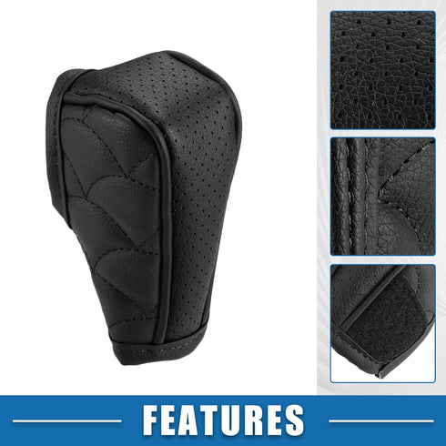 Car Shift Knob Cover with Breathable Design Universal Vehicle Interior Shift Gear Cover Trim Accessories Decorative Faux Leather Black...