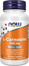 NOW Supplements, L-Carnosine (Beta-Alanyl-L-Histidine) 500 mg, Healthy Aging, 50 Veg Capsules...