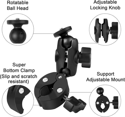 Super Camera Clamp Mount Double Socket Arm 1/4"-20 Ball Head Adapter Gopro Accessories Suitable for GoPro AKASO DJI Action Insta360 or DSLR Digita...