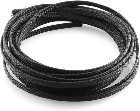DGZZI Braided Wire Sleeve 16.4ft 1/4 Inch Flame-Retardant Black Expandable Braided Cable Sleeving for Automotive Wire Audio Video and Other Home D...
