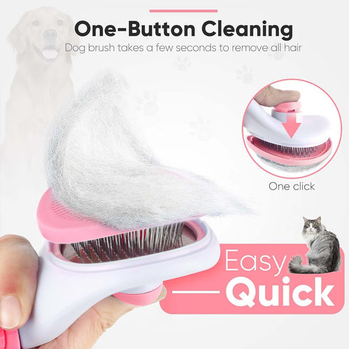 Cat Brush Self Cleaning Slicker Brush with Release Button, Dog Shedding Brush for Grooming, Cat Comb Pet Massage Tool Suitable for Long or Short P...