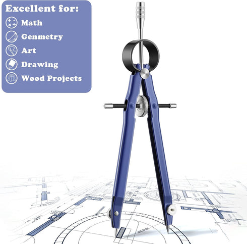 Professional Geometry Compass, Metal Compass, Compass Drawing Tool, Drawing Compass, Drafting Compass with Extra Refills for School Office Draftin...