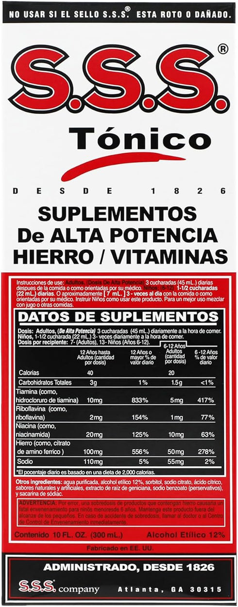 S.S.S. Tonic, Iron and Vitamin B Supplement, High Potency Vitamins, Bottle,10 Fl Oz (Pack of 1)...