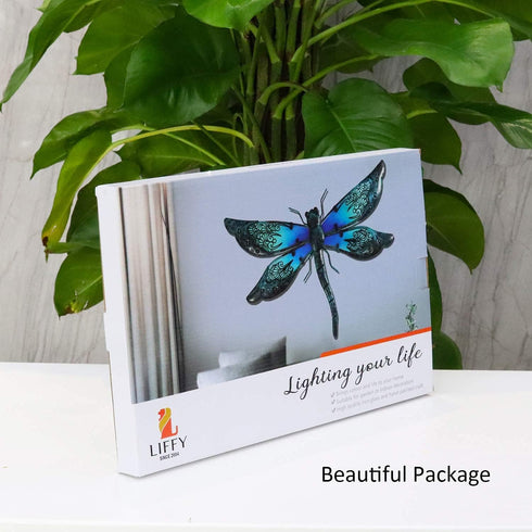 LIFFY Metal Dragonfly Wall Decor - Outdoor Garden Art for Patio, Living Room, Bedroom - Dragonfly Gifts (14inch, Metal & Glass)...