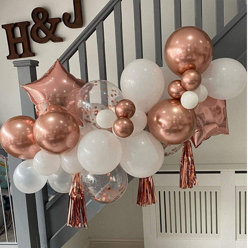 100pcs Metallic Rose Gold Latex Balloons Various Sizes Chrome Balloon 18/12/10/5 inch Helium Balloon Perfect for Birthday Valentines Baby Shower B...