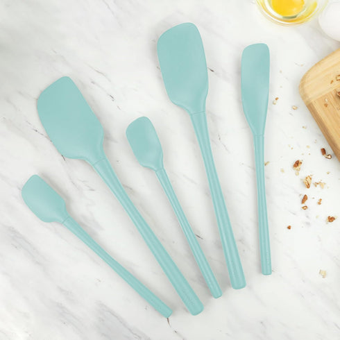 Tovolo 5-Piece Spatula Silicone Utensil Set (Light Aqua): Spatula, Spoonula, Jar Scraper, Mini Spatula, and Mini Spoonula...