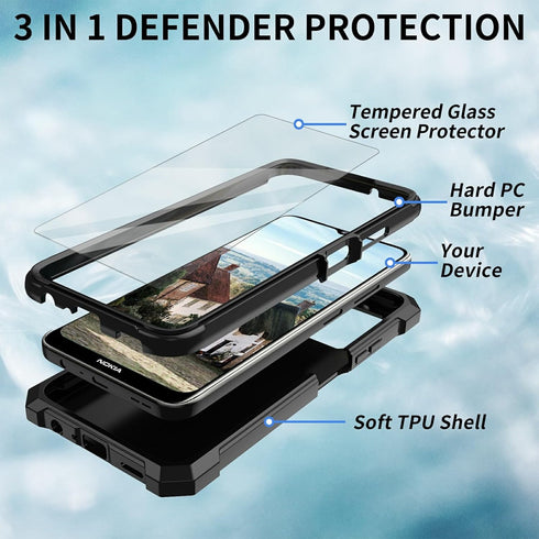 for Nokia G310 5G Case with Tempered Glass Screen Protector Soft TPU Shell Built-in Hard PC Bumper HD Cover Support wireless charging for Nokia G3...