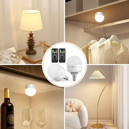 Rechargeable Light Bulbs with Remote Control Timer and 3 Color Temperature Options,Rechargeable Wall Sconce Puck Lights Battery Operated with Remo...