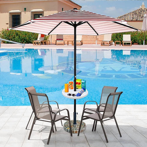 AMMSUN 13" Beach Umbrella Table Tray for Beach, Patio, Garden, Swimming Pool with Cup Holders, Snack Compartments White...