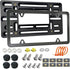 Aootf Front License Plate Mounting Kit- License Plate Bracket & Black Aluminum Car Tag Holder Cover Fit No Drilling Hole Front Bumper, Universal A...