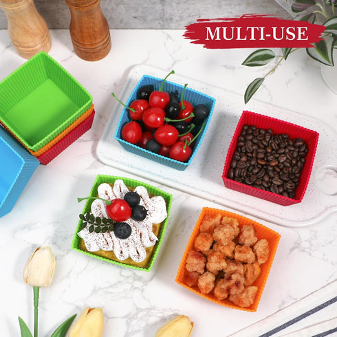 Webake 3.5 Inch Jumbo Baking Cups Reusable Silicone Square Cupcake Liners Non-stick Muffin Brownie Cake Mold (Pack of 8)...