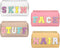 4 Pcs Large Chenille Letter Patch Makeup Bag Skin Stuff Hair Face Bag Preppy Patch Makeup Cosmetic Bag Toiletry Zipper for Women Teen Girl(Light C...