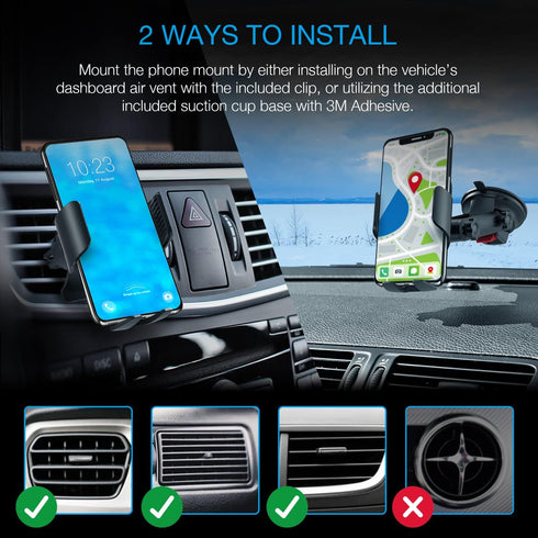 X5 Motorized Qi Car Mount - 15W/7.5W Wireless Charging, Auto Sensing Clamping, Windshield & Air Vent | iPhone, Android & Galaxy Smartphones (No Ca...