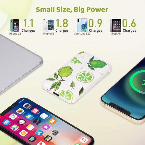 Portable Charger 5000mAh Cute Ultra Slim USB C Power Bank for Girls Mini Fast Charging Small Battery Pack with Built in Cables for iPhone iPad Sam...