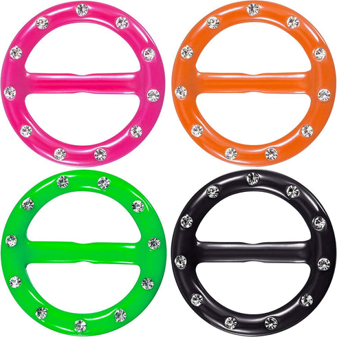Hestya 4 Pieces 80s Party Fashion T Shirt Clips Plastic Clothes Corner Knotted Button Dress Scarf Ring Clip Round Circle Buckle for Women Ladies G...