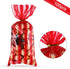 Blulu 100 Pcs Halloween Plastic Carnival Circus Party Treat Bags Red and White Stripe Printed Clear Cellophane Carnival Cooke Candy Goody Treat Ba...