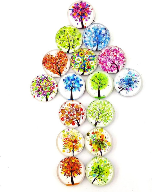 Aligle 16pcs Beautiful Glass Refrigerator Magnets Fridge Stickers Funny for Office Cabinets Whiteboards Decorative Photo Abstract (Tree of Life)...