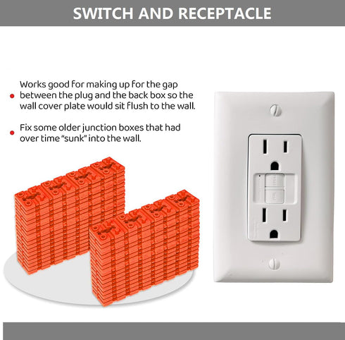 Outlet Spacers for Electrical Box, Switch and Receptacle Spacer for Loose Outlet Plug Fix, 40 Pcs Electrical Outlet Spacers Outlet Shim Socket Ele...