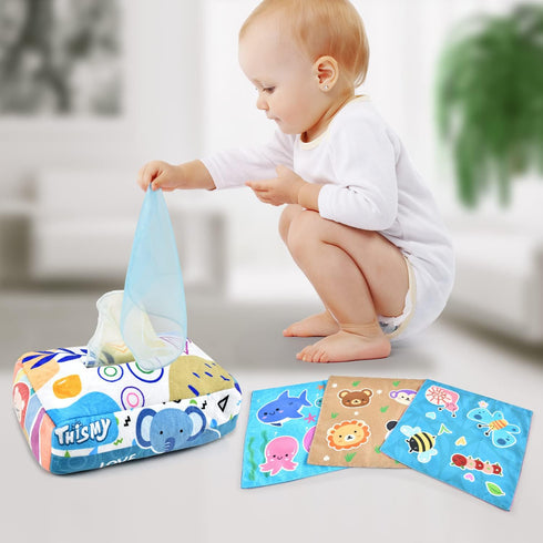 Baby Toys 6-12 Months Tissue Toy Montessori Toy for Babies 6-12 18 Months, Soft Contrast Crinkle Sensory Toys for Toddlers...