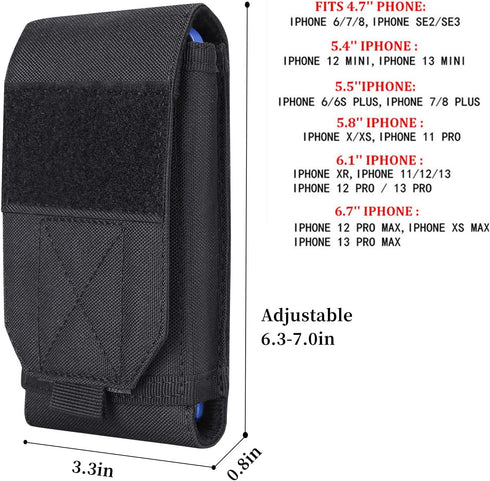Black Tactical Molle CellPhone Pouch Case,Heavy Duty Waterproof Phone Holster Bag for iPhone 11 12 13 Pro Max Samsung S22 S21 S20 FE Note 20 A13 A...