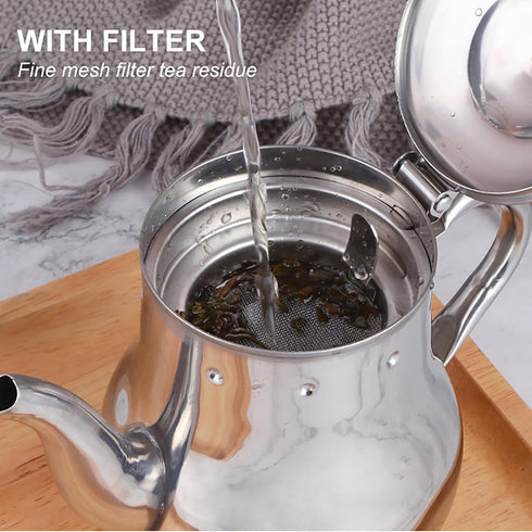 Buyer Star Stainless Steel Tea Pot with Removable Infuser, 17 Oz Pour Over Coffee Kettle for Coffee Shop, Western Restaurant, Bar and Home, Silver...