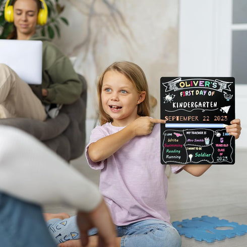 GOTIDEAL First & Last Day of School Board, 10 x 12 Inch Double Sided Back to School Sign for Kids Boys Girls with 5 Chalk Markers, 1st Day of Kind...