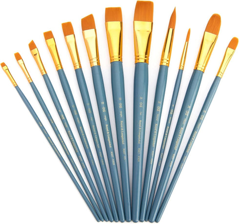 Royal Brush Manufacturing Royal and Langnickel Zip N' Close 12-Piece Brush Set, Medium Gold Taklon...
