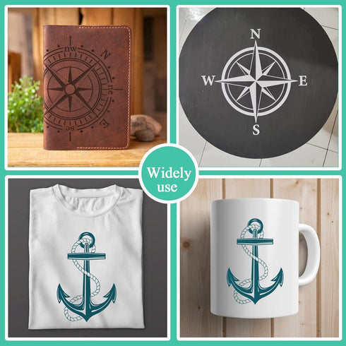 12 Pcs Compass Anchor Stencil, Plastic Reusable Nautical Stencils Compass Rose Stencil Anchor Compass Stencils Template for Painting Wood, Walls, ...