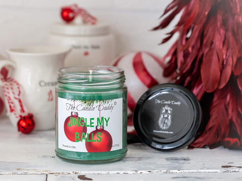 Jingle My Balls- Funny Holiday Candle - Holly Berry Scented Candle - Christmas, New Years - Holiday Fragrance, Hand Poured in USA - 6oz...