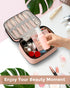 Cosmetic Bags for Women Clear Leather Double Layer Makeup Bag - Large Travel Skincare Bag For Travel Organizer Toiletry Bag - Pink...