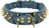 2" Spiked Leather Dog Collar - Anti-Bite Sharp Rivet Studded for Pit Bull Medium Large Dogs,Blue Neck for 14-19" Total Length 21.5"...