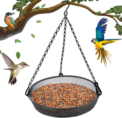 Hanging Bird Feeder, Bird Feeder Hanging for Garden Yard Outside Hanging Bird Feeder Tray - Metal Mesh Platform Feeders for Birds Outside Outdoors...