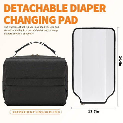 Small Diaper Bag with Portable Changing Pad,Crossbody Diaper Bag Pack with Wipes Pocket,Mini Diaper Bag Fanny Pack for Baby Travel Black...