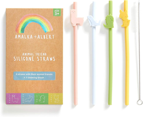 Silicone Straws Reusable Safe for Kids, 4pcs Flexible 7.8 Inches long with 1 Cleaning Brush for 20oz and 30oz Tumblers, BPA Free, Eco-Friendly...