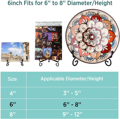 Teamkio 4 Pack Improved Anti-Slip 6 Inch Plate Holder Display Stand, Picture Frame Holder Stand, Easel Display Stand, Book Display Stand...