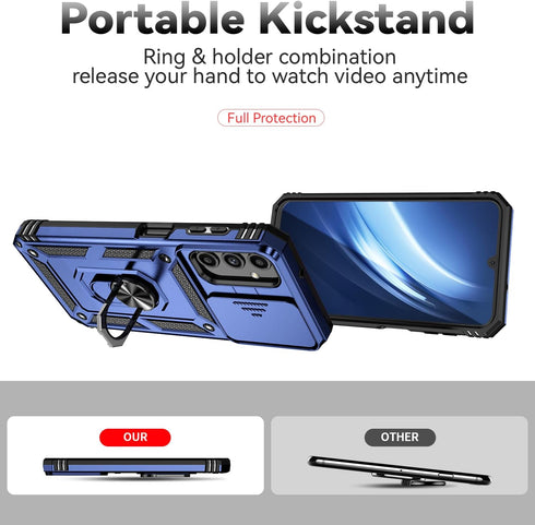 SunRemex for Samsung Galaxy A15 5G Case with HD Screen Protector,Samsung A15 5G Phone Case Built in Rotatable Metal Ring Holder Kickstand for Sams...
