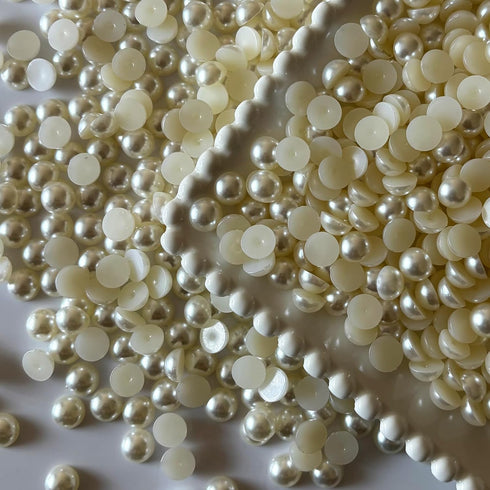 450PCS Flat Backed Pearls for Crafts, 12mm Ivory Half Round Pearls Gems Beads for Crafts Jewlery, Loose Pearl Beads Gem for Shoes, Cup, Wedding, D...