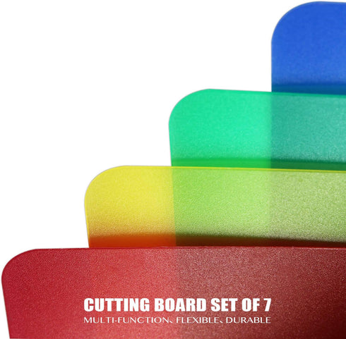 Fotouzy Plastic Cutting Boards for Kitchen, Flexible Cutting Mats Set of 7, BPA-Free, Non-Porous, Dishwasher Safe, 15x12 In, 7 Translucent Colors...