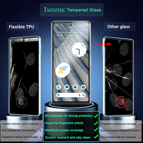 IMBZBK [4+4 Pack for Google Pixel 7a Screen Protector Tempered Glass Accessories 4 Pack Screen Protector with 4 Pack Camera Lens Protector for Pix...